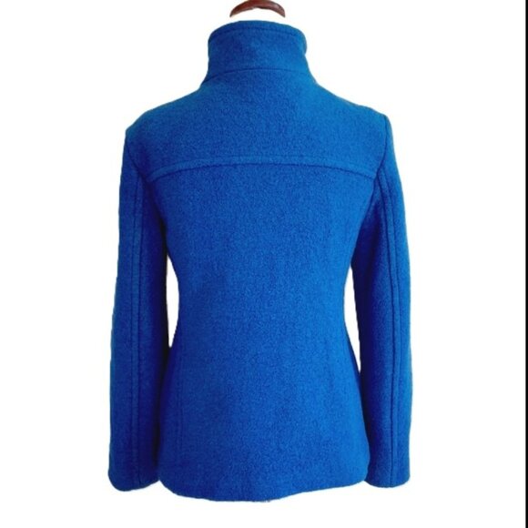 Lands End Boiled Wool Pea Coat Cornflower Blue 4P - Picture 2 of 12